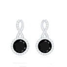2 Carat Lab Grown Black and White Diamond Infinity Stud Earrings AAAA ( Synthetic ) - Rosec Jewels