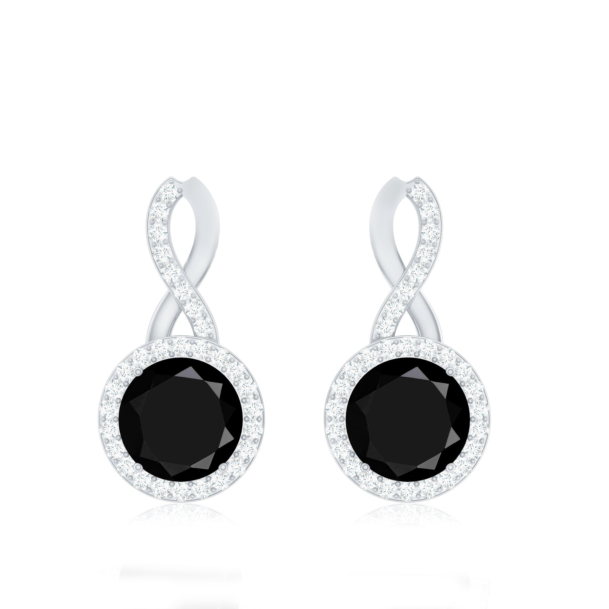 2 Carat Lab Grown Black and White Diamond Infinity Stud Earrings AAAA ( Synthetic ) - Rosec Jewels