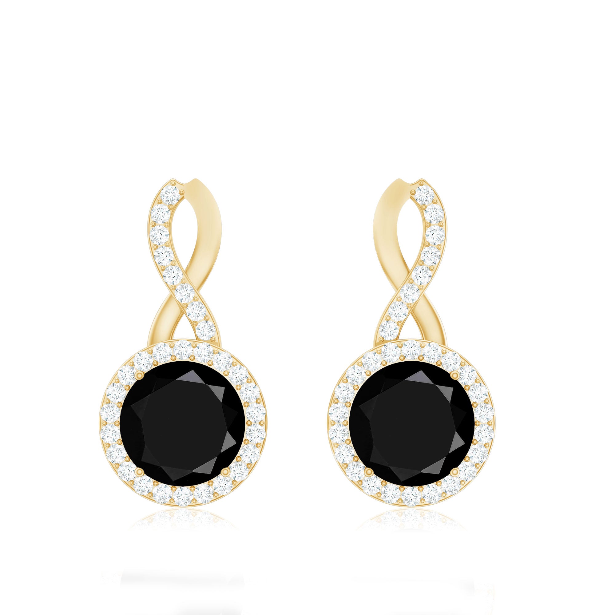 2 Carat Lab Grown Black and White Diamond Infinity Stud Earrings AAAA ( Synthetic ) - Rosec Jewels