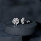 Certified Moissanite Big Flower Stud Earrings D-VS1 - Rosec Jewels