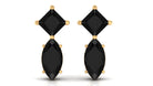 1.25 CT Simple Black Spinel Two Stone Stud Earrings Black Spinel - ( AAA ) - Quality - Rosec Jewels