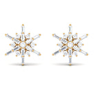 Minimal Diamond Snowflake Stud Earrings Natural - ( HI-SI ) - Rosec Jewels