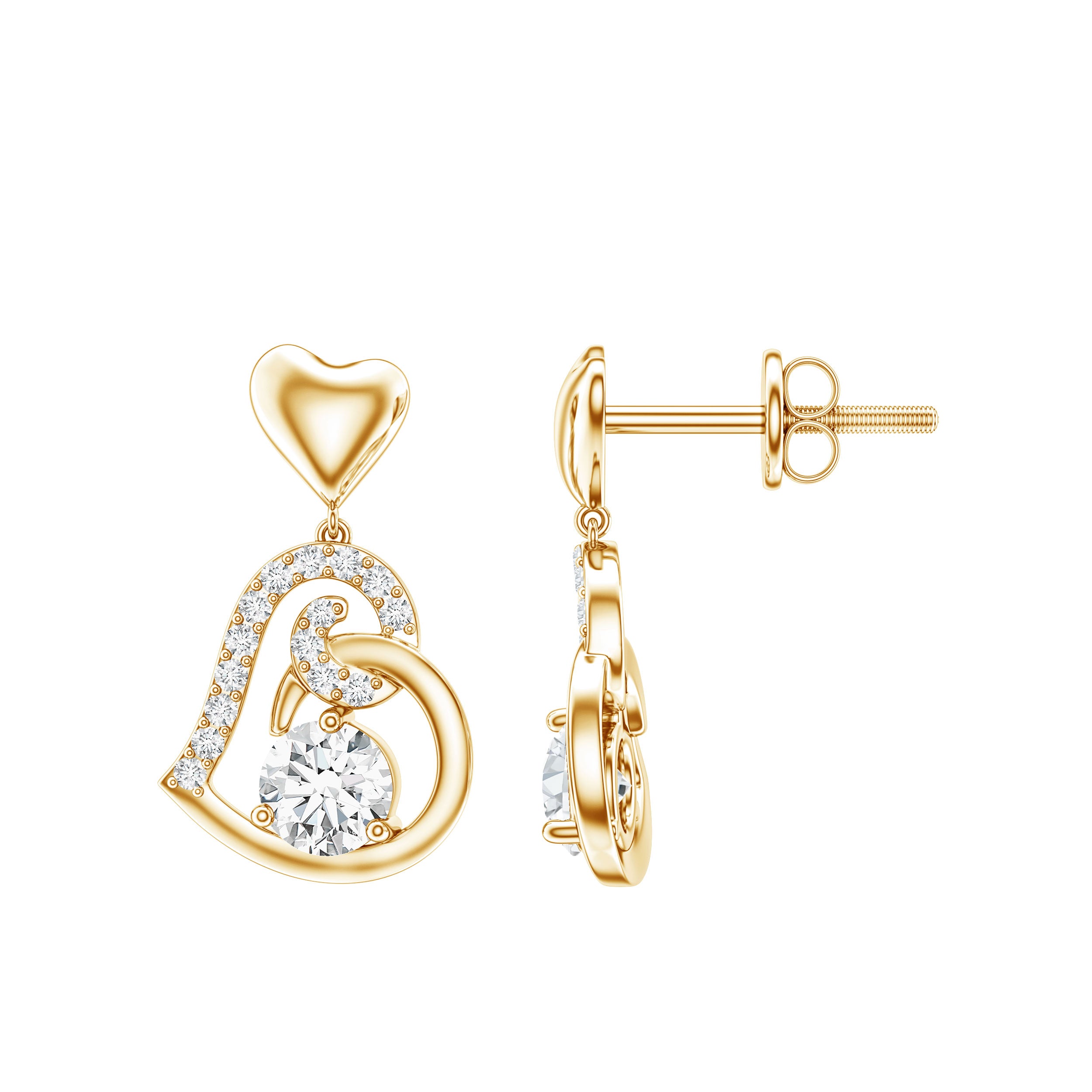 0.6 Carat Moissanite Heart Drop Earrings for Women D-VS1 - Rosec Jewels