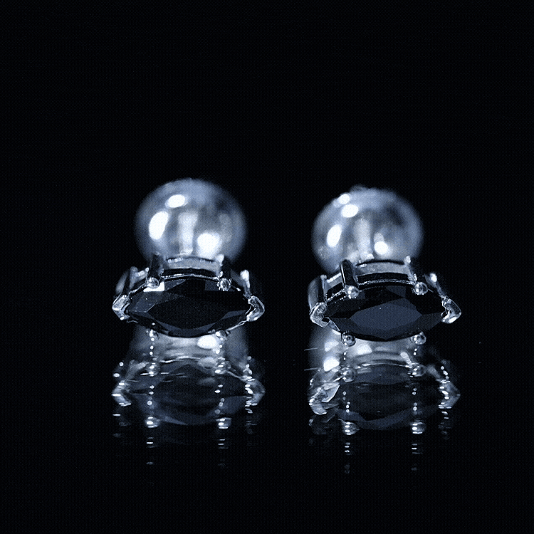 1.68 Carat Marquise Cut Lab Grown Black Diamond Stud Earrings AAAA ( Synthetic ) - Rosec Jewels