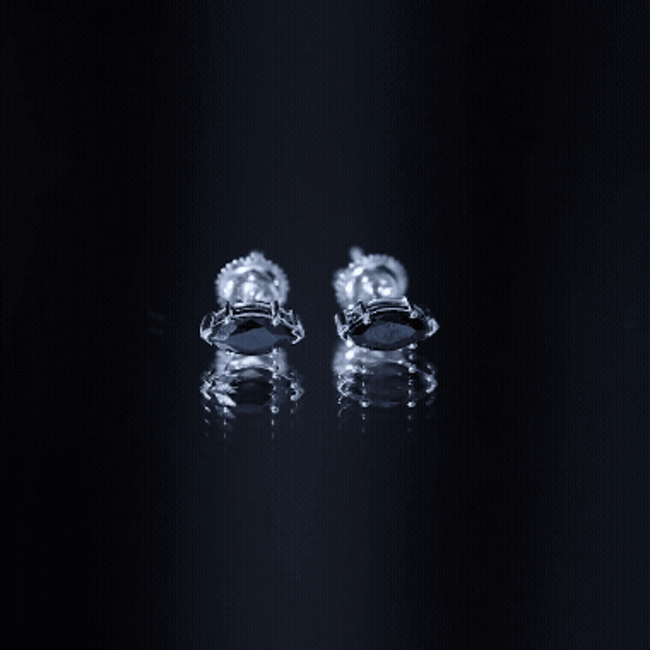 1.68 Carat Marquise Cut Lab Grown Black Diamond Stud Earrings AAAA ( Synthetic ) - Rosec Jewels