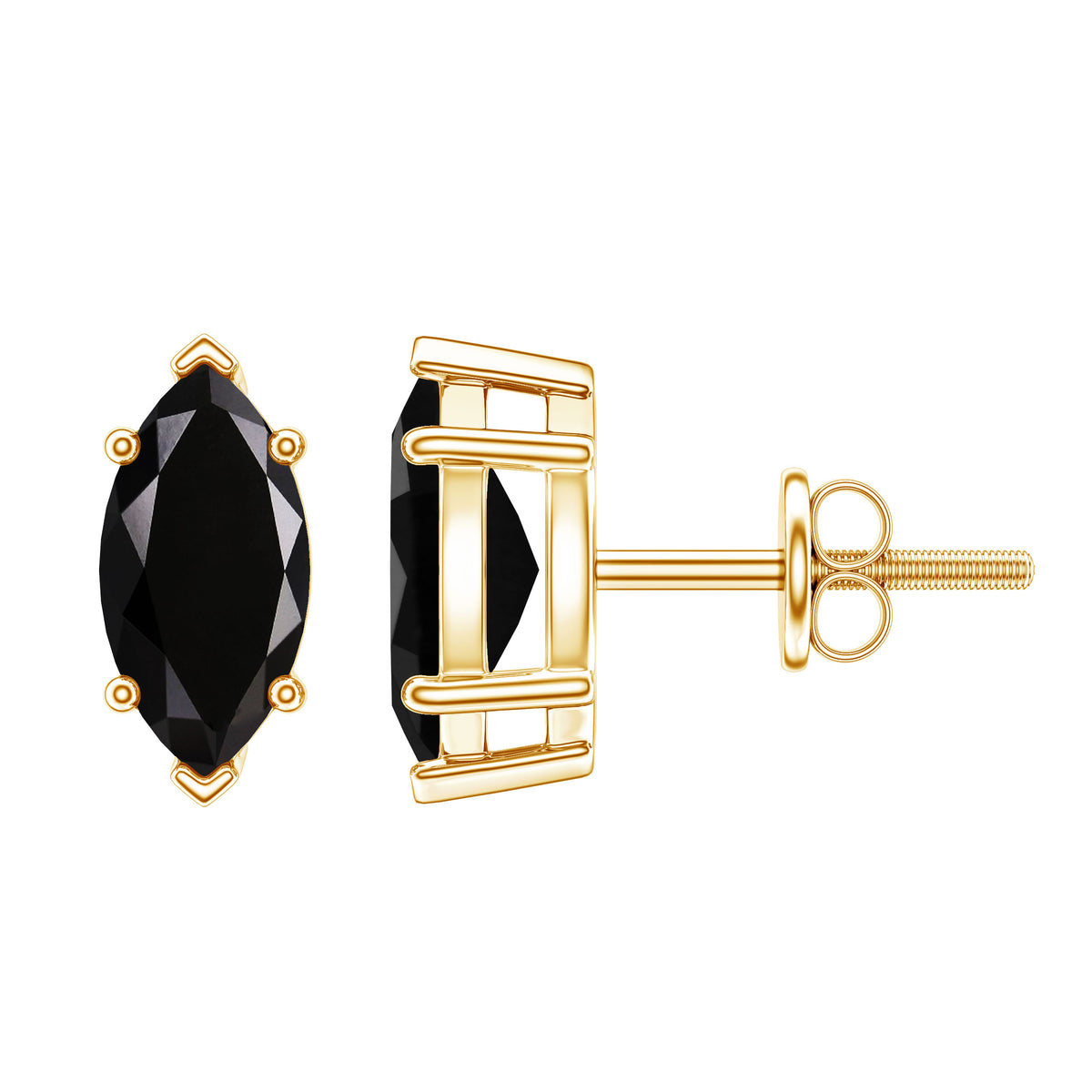 1.68 Carat Marquise Cut Lab Grown Black Diamond Stud Earrings AAAA ( Synthetic ) - Rosec Jewels