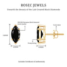 1.68 Carat Marquise Cut Lab Grown Black Diamond Stud Earrings AAAA ( Synthetic ) - Rosec Jewels