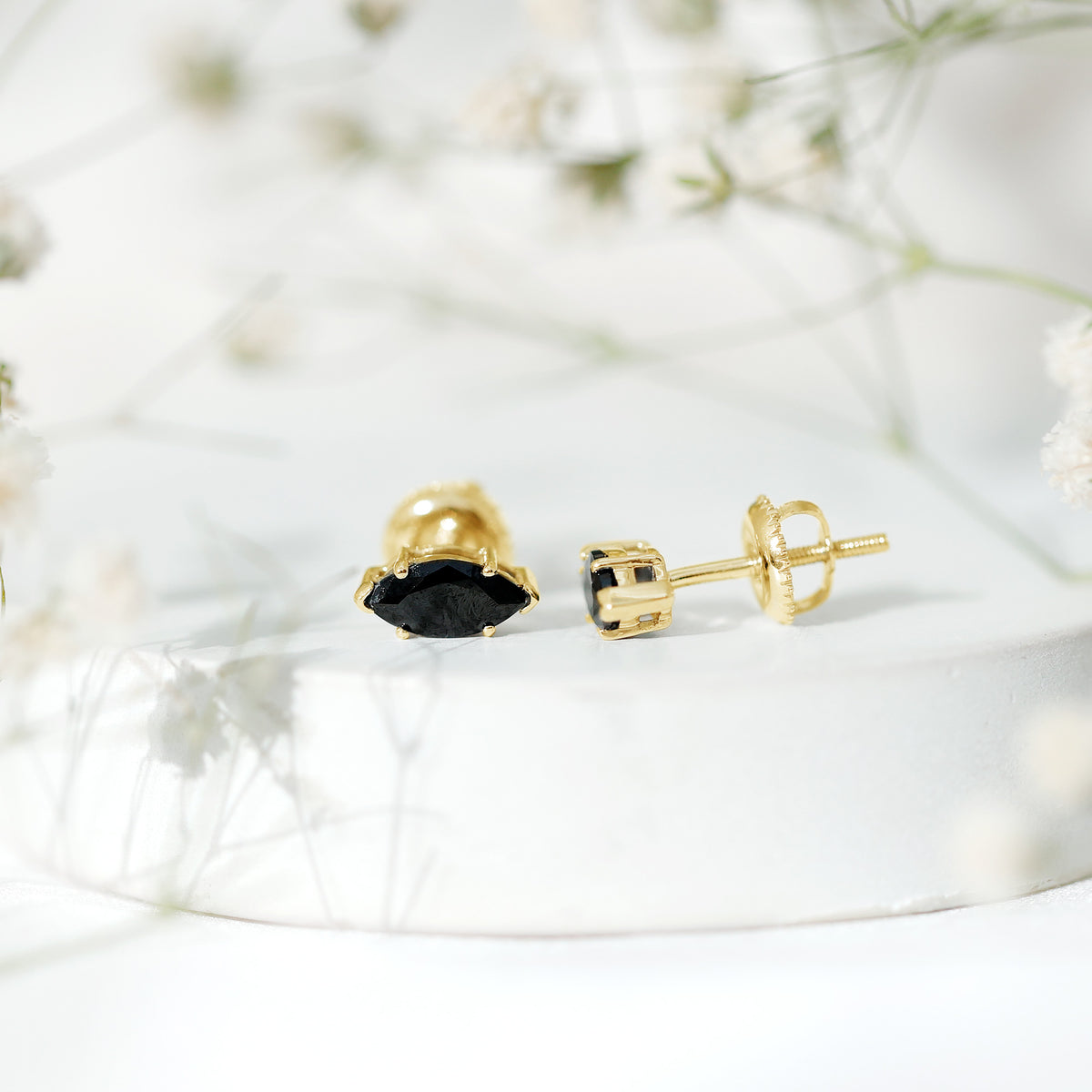 1.68 Carat Marquise Cut Lab Grown Black Diamond Stud Earrings AAAA ( Synthetic ) - Rosec Jewels