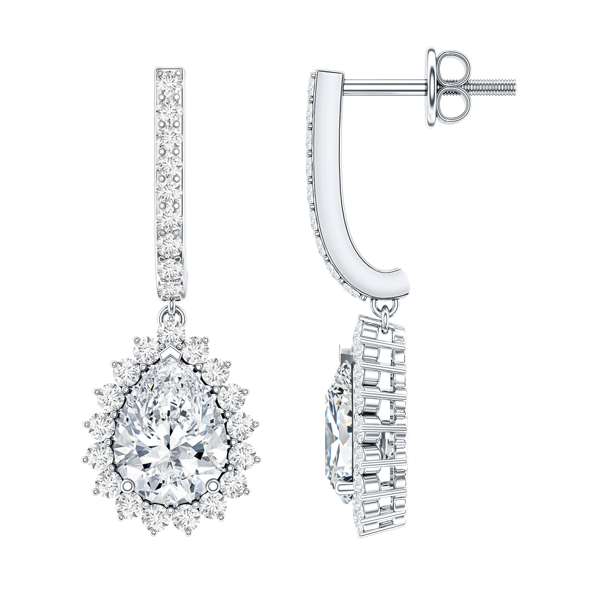 Certified Zircon Teardrop Bridal Hoop Drop Earrings AAAA - Rosec Jewels