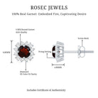 Genuine Garnet and Diamond Halo Stud Earrings AAA - Rosec Jewels