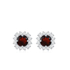 Genuine Garnet and Diamond Halo Stud Earrings AAA - Rosec Jewels