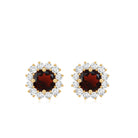 Genuine Garnet and Diamond Halo Stud Earrings AAA - Rosec Jewels