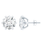 Brilliant Cut Moissanite Solitaire Stud Earrings in Decorative Setting D-VS1 - Rosec Jewels