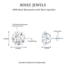 Brilliant Cut Moissanite Solitaire Stud Earrings in Decorative Setting D-VS1 - Rosec Jewels