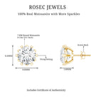 Brilliant Cut Moissanite Solitaire Stud Earrings in Decorative Setting D-VS1 - Rosec Jewels