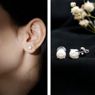 6 MM Round Freshwater Pearl Solitaire Stud Earrings AAA - Rosec Jewels