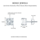 Certified 1.4 Carat Asscher Cut Lab Grown Diamond Stud Earrings Lab - ( EF-VS ) - Rosec Jewels
