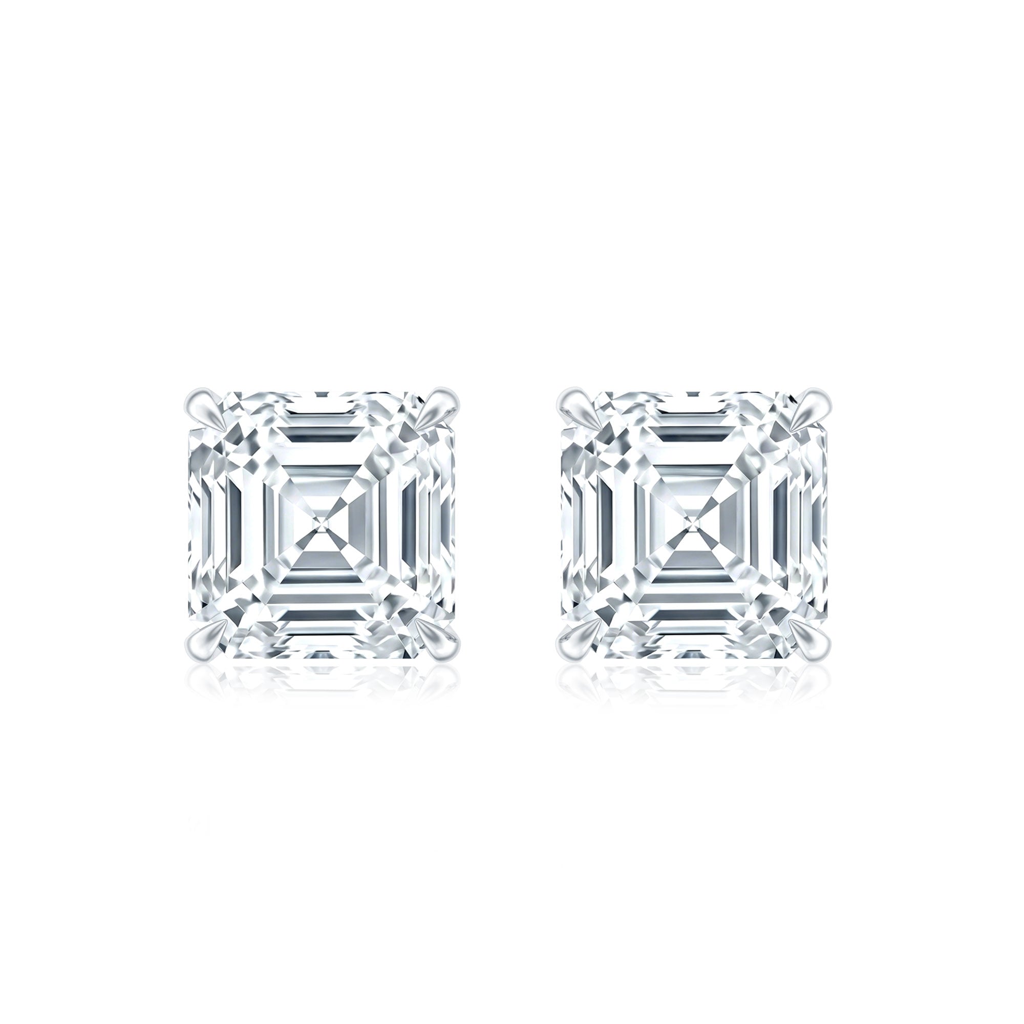 Certified 1.4 Carat Asscher Cut Lab Grown Diamond Stud Earrings Lab - ( EF-VS ) - Rosec Jewels