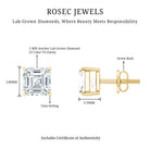 Certified 1.4 Carat Asscher Cut Lab Grown Diamond Stud Earrings Lab - ( EF-VS ) - Rosec Jewels