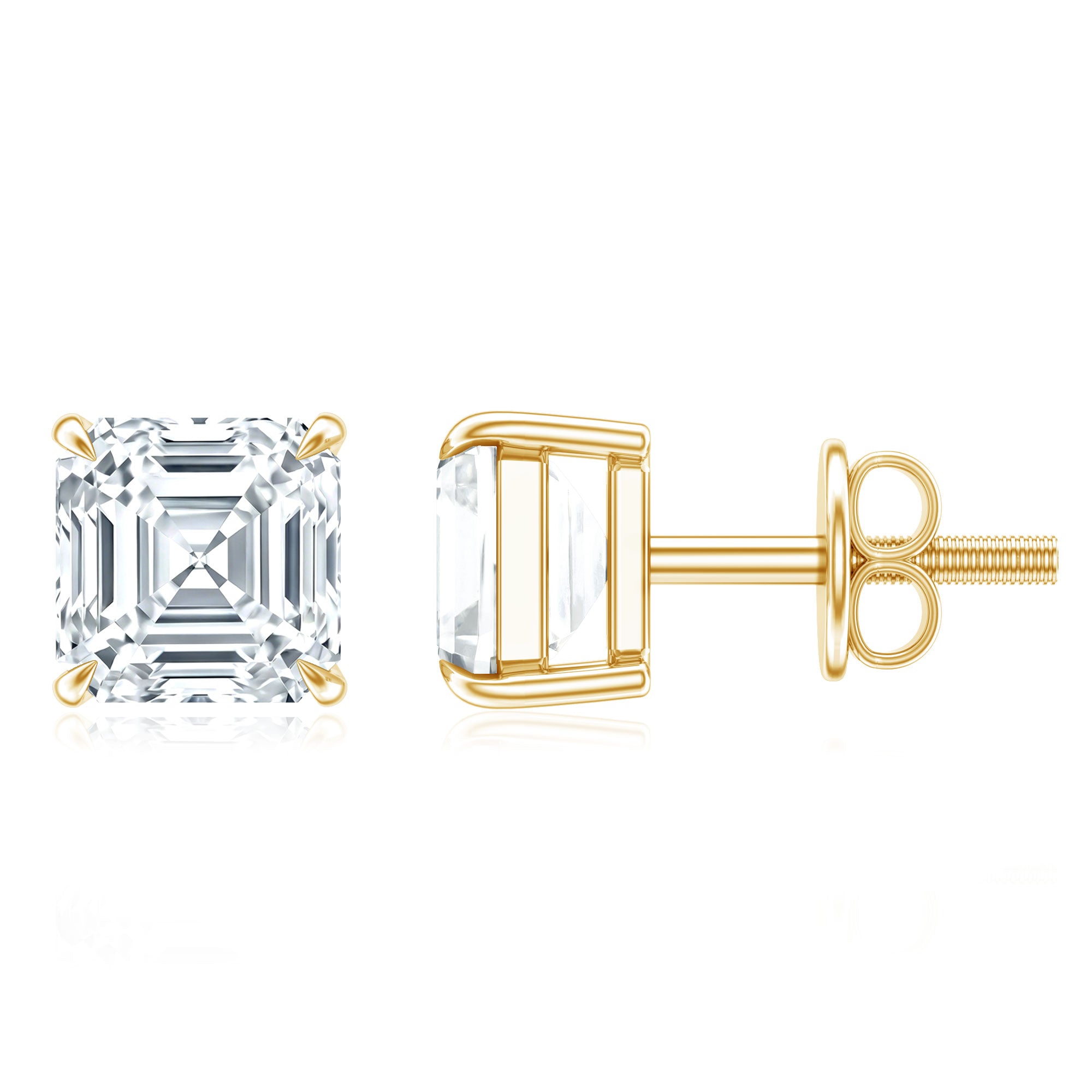 Certified 1.4 Carat Asscher Cut Lab Grown Diamond Stud Earrings Lab - ( EF-VS ) - Rosec Jewels