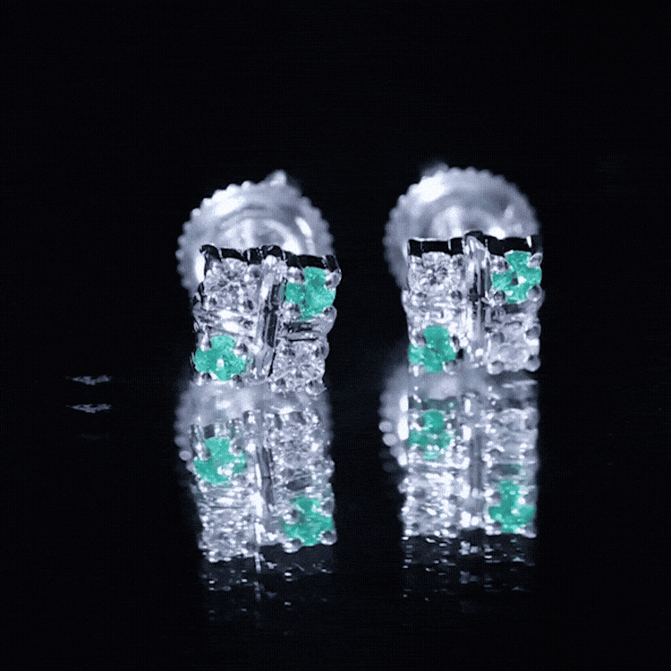 Certified Emerald and Lab Diamond Cluster Stud Earrings AAA - Rosec Jewels