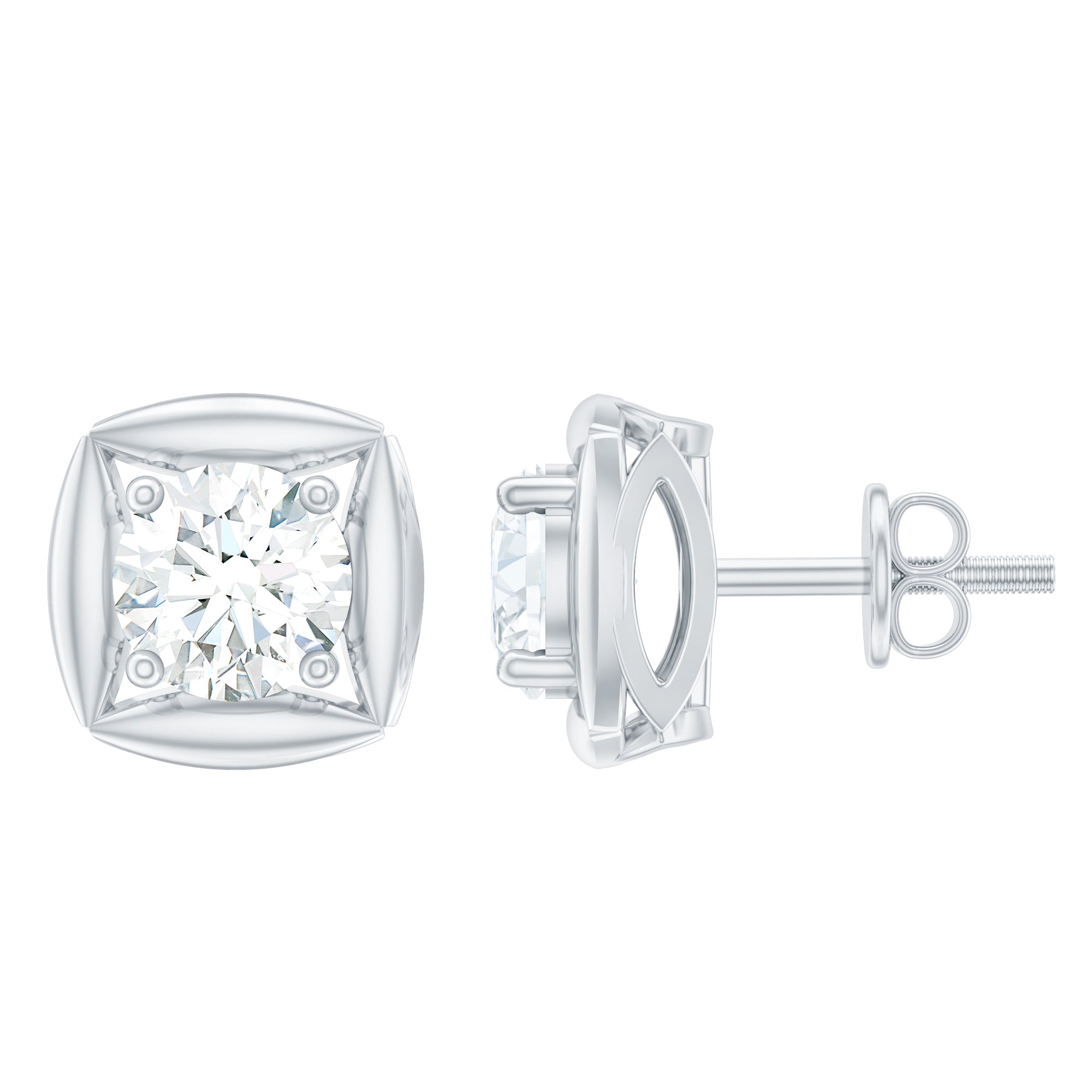 3/4 CT Minimal Stud Earrings for Women with Moissanite