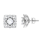Rosec Jewels-Flower Stud Earrings with Round Shape Diamond