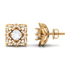 Rosec Jewels-Flower Stud Earrings with Round Shape Diamond