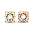 Rosec Jewels-Flower Stud Earrings with Round Shape Diamond