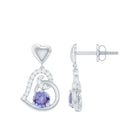 1 Carat Tanzanite and Diamond Heart Drop Earrings AAA - Rosec Jewels