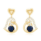 Real 0.8 Carat Blue Sapphire and Diamond Dangling Earrings AAA - Rosec Jewels