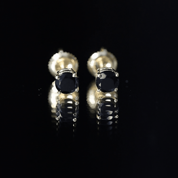 Natural Black Onyx Stud Earrings for Everyday AAA - Rosec Jewels