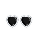 Bezel Set Black Onyx Heart Stud Earring AAA - Rosec Jewels