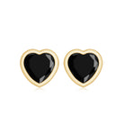 Bezel Set Black Onyx Heart Stud Earring AAA - Rosec Jewels