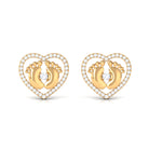 Rosec Jewels-Diamond Heart Stud Earrings with Gold Baby Feet