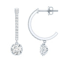 Moissanite Hoop Drop Earrings For Her D-VS1 - Rosec Jewels