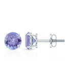 1 Carat Round Cut Tanzanite Stud Earrings for Women AAA - Rosec Jewels
