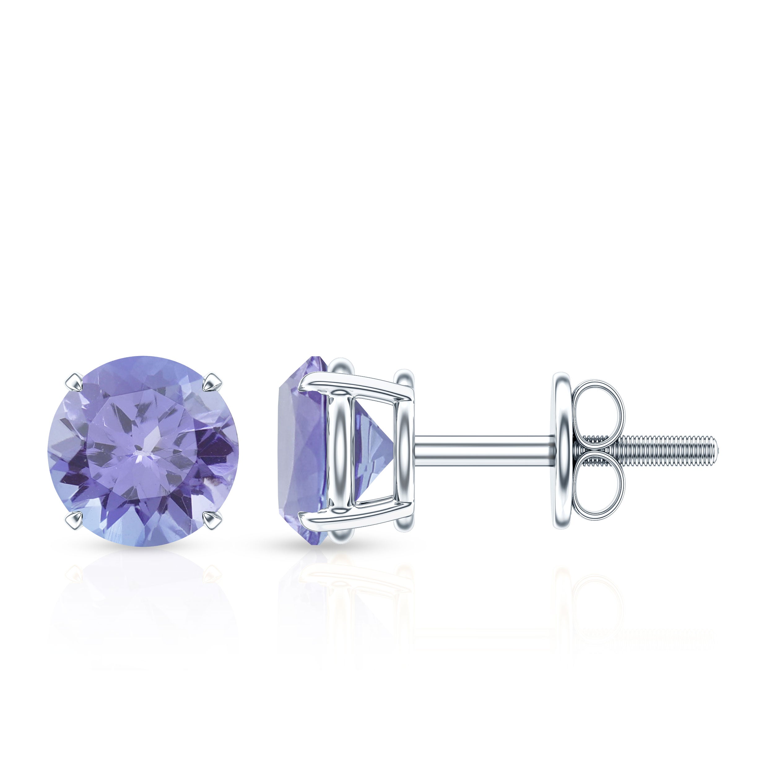 1 Carat Round Cut Tanzanite Stud Earrings for Women AAA - Rosec Jewels