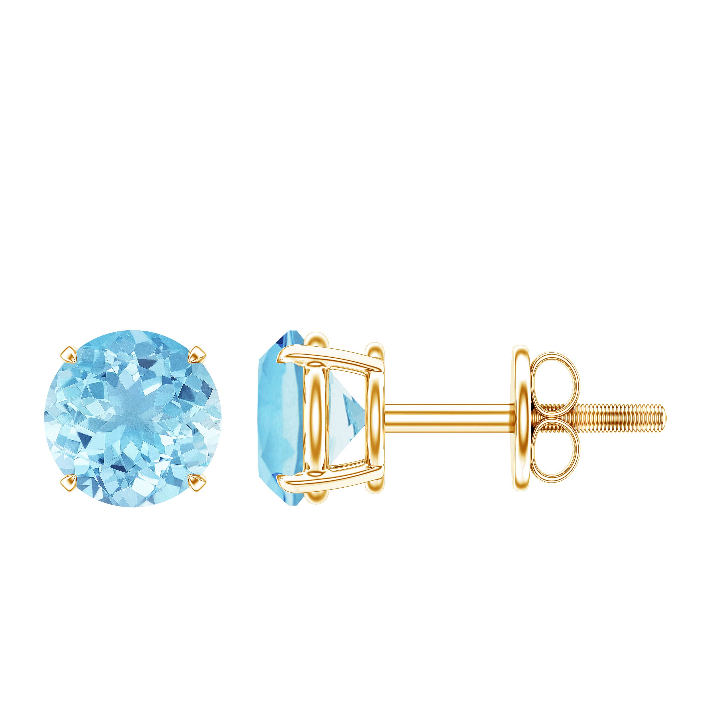 Certified Natural Aquamarine Everyday Earrings with Screw Back AAA - Rosec Jewels