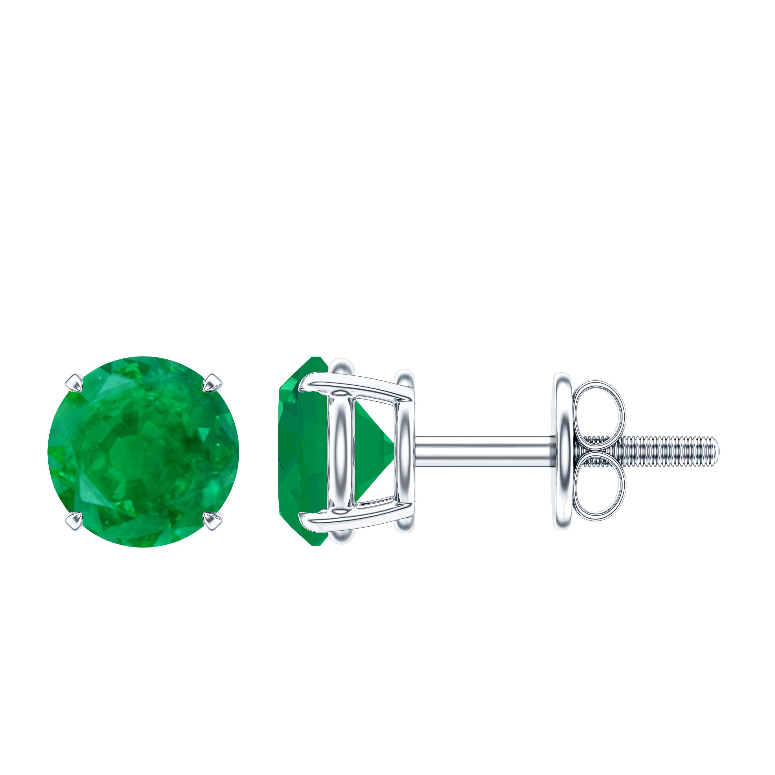 Natural Emerald Stud Earrings with Screw Back AAA - Rosec Jewels