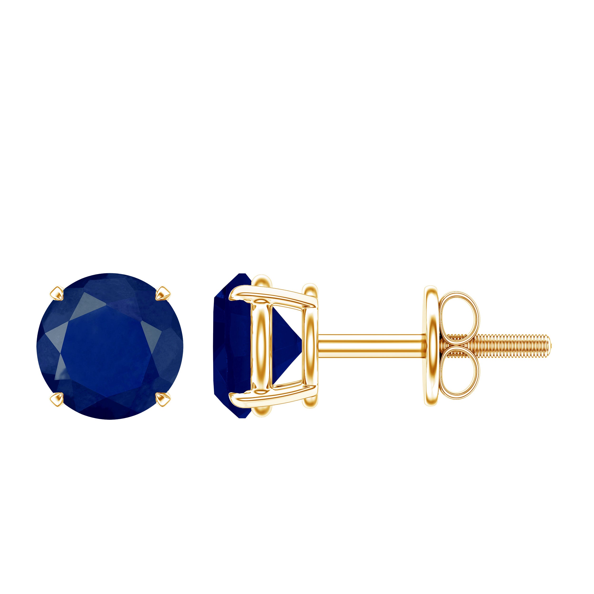 5MM Round Blue Sapphire Solitaire Stud Earrings in Claw Setting AAA - Rosec Jewels