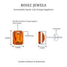 Lab Grown Orange Sapphire Emerald Cut Stud Earrings AAAA - Rosec Jewels