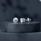 2 Carat Moissanite Solitaire Stud Earrings with Screw Backs D-VS1 - Rosec Jewels