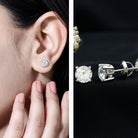 2 Carat Moissanite Solitaire Stud Earrings with Screw Backs D-VS1 - Rosec Jewels