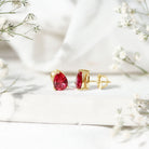 2 Carat Lab Created Ruby Teardrop Stud Earrings for Women AAAA - Rosec Jewels
