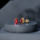 2 Carat Lab Created Ruby Teardrop Stud Earrings for Women AAAA - Rosec Jewels