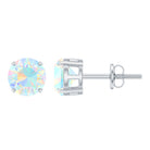 October Birthstone Ethiopian Opal Solitaire Stud Earring AAA - Rosec Jewels