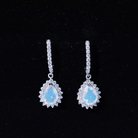 Natural Ethiopian Opal Teardrop Bridal Earrings with Moissanite Accent AAA - Rosec Jewels