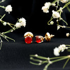 Fire Opal Stud Earrings with Screw on Backs AAA - Rosec Jewels