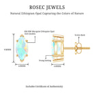 Certified Real Marquise Ethiopian Opal Earrings with Screw Back AAA - Rosec Jewels